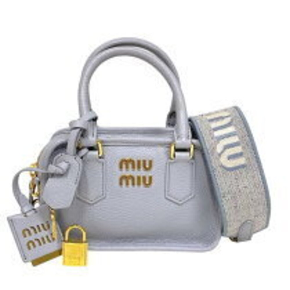 Miu Miu Arcadi Leather Bag Purple Gray Handbag Shoulder